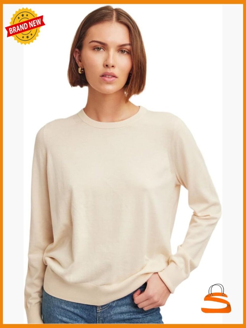 Soft Cashmere Blend Crewneck Sweater - Relaxed Fit Pullover